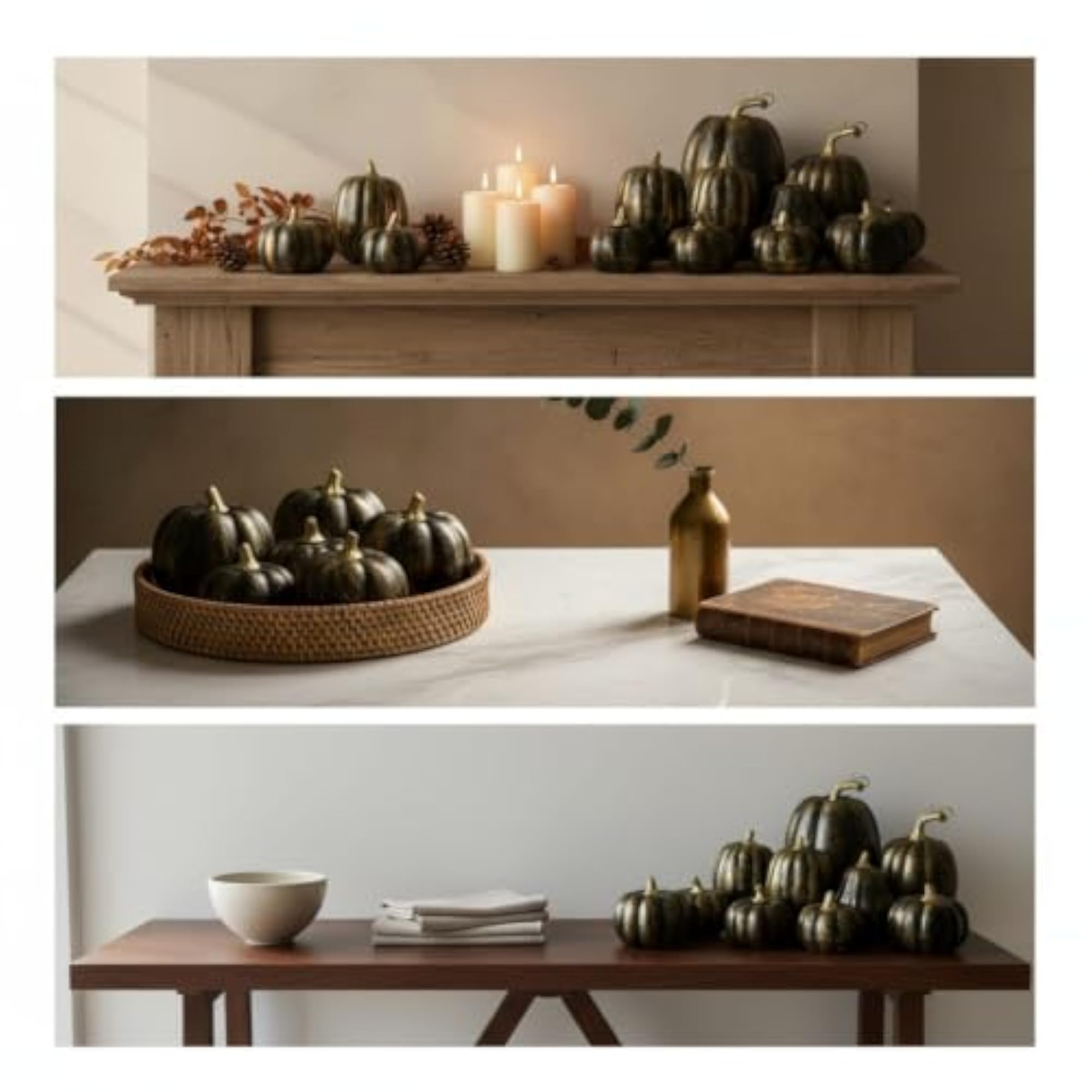 10 Pieces Fall Artificial Pumpkin with Gold Stem