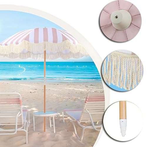 Parasol de plage à pompons élégant et inclinable de 180cm pour l'extérieur