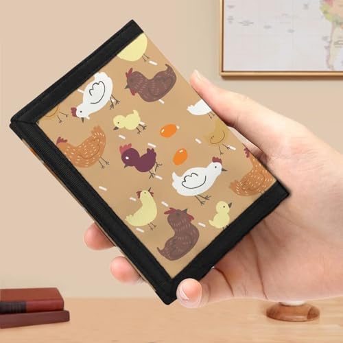Flashideas Chicken Trifold Canvas Wallet for Men Waterproof Multi Card Organizer Cardholder Wallet Womens Nylon Wallet Includes Id Window and Credit Card Holder3