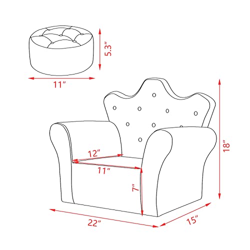 Getifun Kids Sofa Chair, Upholstered Armchair Small Couch With Wooden Frame, Pvc Leather For 1-3 Years Old Children,22" *15" *18" (Yellow) #TOP2