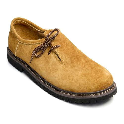 STEIGENHÖFER Men's Lederhosen Shoes for Authentic Oktoberfest Costume – Bavarian Haferlschuhe for Men – Traditional German Leather Shoes with Side Lacing – Trachten Footwear - Multiple Colors & Sizes