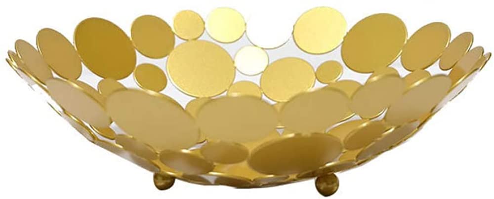 Cnfhfry Gold Fruit Bowl， 1 Pcs Metal Basket Decorative Bowl For Fruit Counter Vegetable Holder Bread(Gold)