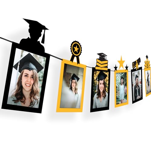 Image of Graduation Decorations 2026 | Gold and Black Graduation Photo Banner - 5x7, 10 Feet | Grad Banner for 2026 | Graduation Decorations Class of 2026 | Grad Party Decorations | KatchOn