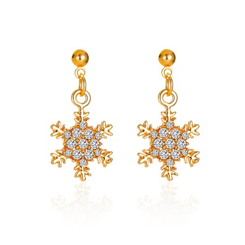 Anlagrace Delicate Crystal Snowflake Earrings Gold Snowflake Dangle Earrings For Women Girls Christmas Earrings Holiday Party Drop Earrings Festival Gift Idea Christmas Jewelry #TOP1