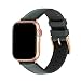WFEAGL Leather Bands Compatible with Apple Watch 42mm 44mm,Top Grain Leather Band Slim & Thin Wristband for iWatch Series 5 & Series 4/3/2/1(Black Band+Rose Gold Adapter,42mm 44mm Small & Middle Size)