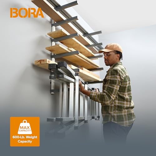 Bora 6 Level Lumber Storage Rack Wood and Garage Organization Space Saving Metal Shelf for Pipes, Boards, Plywood, and Building Materials - PBR-0620 White Gray by BORA - Image 5