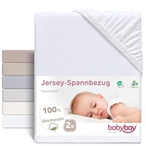 babybay Jersey Spannbetttuch Doppelpack passend für Modell Maxi, Midi, Boxspring, Comfort und Comfort Plus, weiß