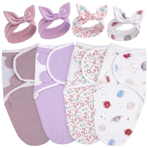 Image of 4 Pack Preemie Newborn Swaddle Set, Solid Color Style, Preemie