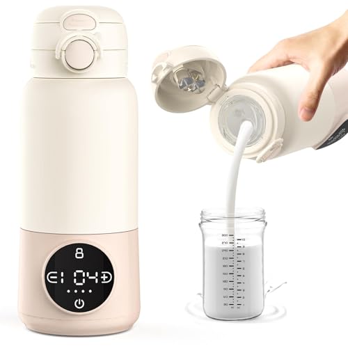 Image of SpacEver Portable Bottle Warmer for Travel, 15oz Portable Milk Warmer for Baby, 12000mAh Fast Charging, 450ML Big Capacity Breast-Milk Warmer for Formula, Cordless Bottle Warmer On The Go