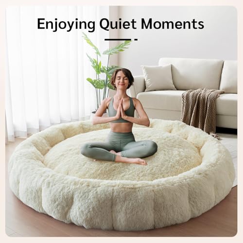 Bybyme Fluffy Soft Bean Bag Bed, Human Round Cloudy Dog Bed thumb #7