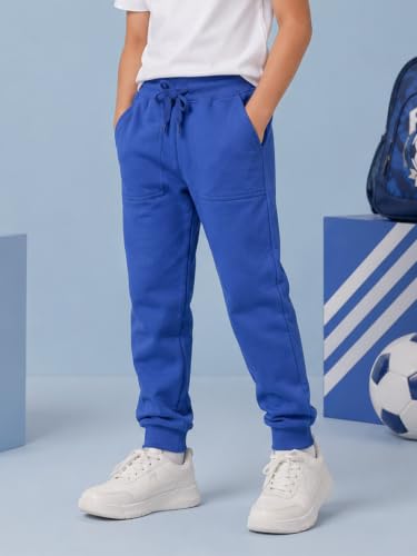 Image of KiddoPanti Boys Solid Fleece Track Pants | Cotton Poly Fleece Fabric | Ankle Length Bottom Rib | 2 Front Patch Pocket | Elastic Waist & Drawcord | Jogger Track Pants for Boys
