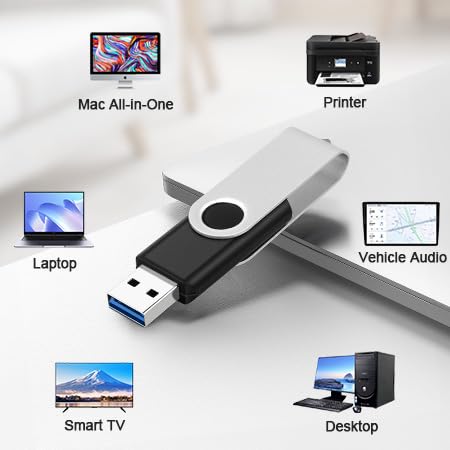 Image of 128GB Flash Drive USB 3.0 High Speed Storage Thumb Drives Memory Stick with LED Indicator, Swivel Metal Photo Stick Pendrive Jump Drives Memoria USB Drive Zip Data Storage School Office Supplies