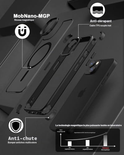 Coque magnétique pour iPhone 15 antichoc housse anti-rayures noire - 6
