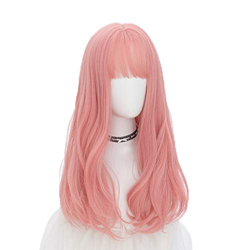 YYF-Wig Peluca Transpirable para Mujer, de Longitud Media, Realista, Estilo Harajuku Europeo y Americano, a la Moda
