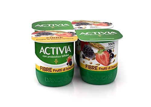 Danone Activia Yogurt Frutti di Bosco e Crusca, 4 x 125g