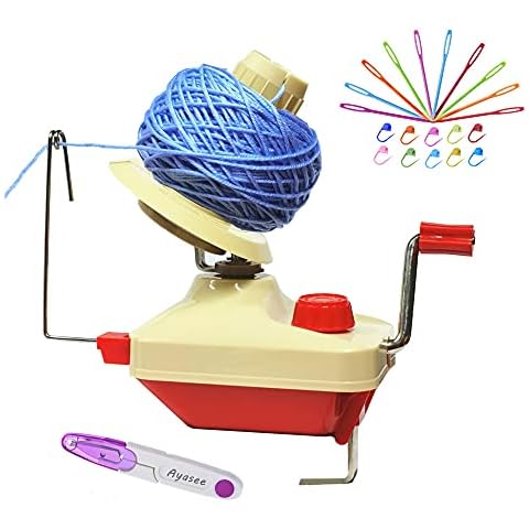 Yarn Ball Winder, Hands Operated Swift Yarn Fiber String Ball Wool Winder Machines for Family+10PS Knitting Stitch Markers+10PS Plastic Needles+1PS Scissors (22) Cover