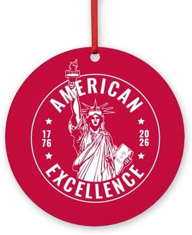 CafePress America250: American Excellence Round 4" MDF Holiday Ornament