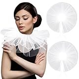 SATINIOR 2 Pcs Halloween Clown Collar Ruffle Mesh Neck Ruff Renaissance Victorian Retro Tulle Clown Choker(White)