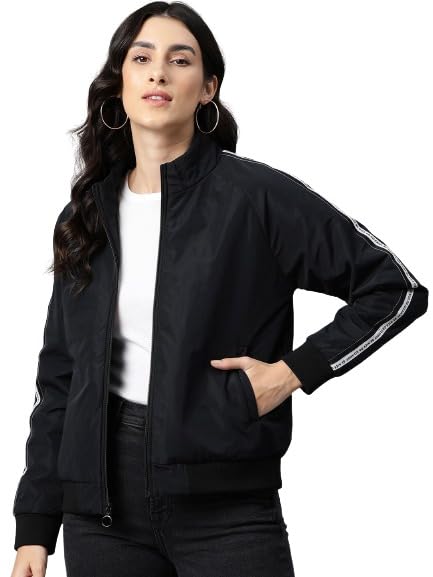 Stylish Long Sleeves Black Zipper Jacket For Women-picture-57