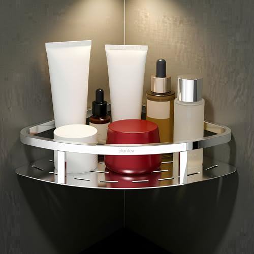 Image of Plantex 304 Stainless Steel Corner /Bathroom Shelf /Kitchen Shelf /Wall Mount - Pack of 1 (Chrome,9x9 Inches)