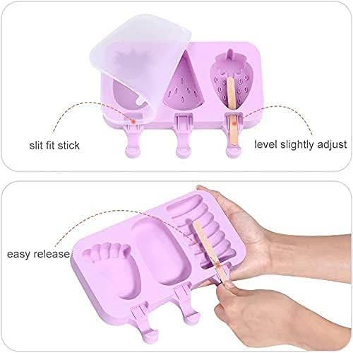 Silicone Reusable Popsicle & Cakesicle Molds - Ice Pop Maker for DIY Ice Cream Food Grade Cake Mold with 100 Wooden Sticks