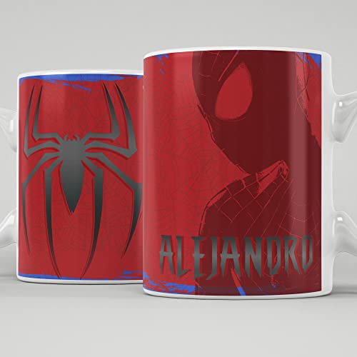 Custom 2gether - Taza Spiderman personalizada con nombre, taza de cerámica calidad premium 350ml hecha a mano en España, regalo único y original