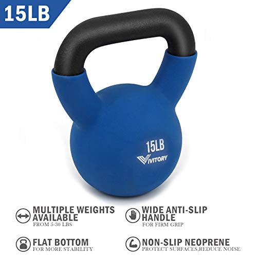 Vivitory Neoprene Coated Kettlebells, Solid Cast Iron, 5 Weight Available, 5 To 30 Lbs, For Men And Women Strength Training And Fitness #TOP1