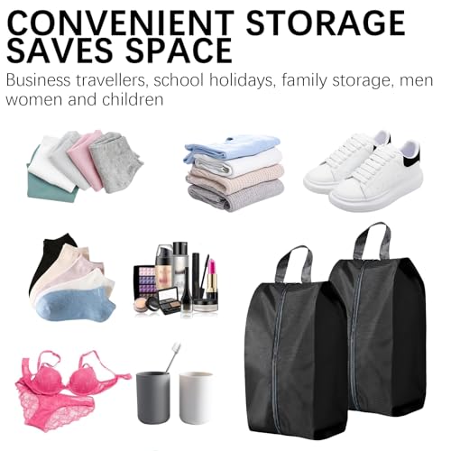 6 Stück Schuhbeutel Reise, Wasserdicht Schuhtasche mit Reißverschluss Staubdicht Shoe Bag Schuhsack Schuhtaschen Organizer für Reisen Oder Zuhause-Aufbewahrung (Schwarz, Grau)
