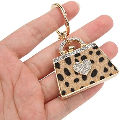 GLOGLOW Purse Keychain, 3D Sparkling Charm Rhinestones Leopard Wallet Key Ring for Women Girls Car Keys Bag - Image 9