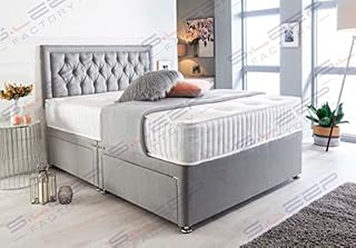 Sleep Factory's Somnus Silver Suede Memory Foam Divan Bed Set With Mattress and Matching Bumper Headboard 2.6FT (Small Single) No Drawers