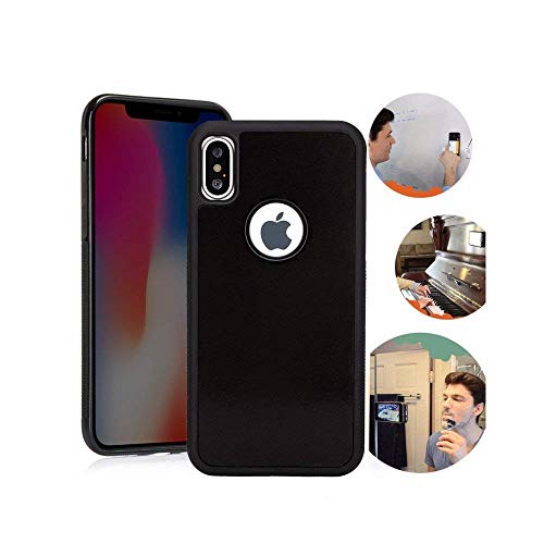Wingcases for iPhone Xs MAX Anti Gravity Case, Black Strong Adhesive Stick on The Smooth Surface Mirror Glass with Dust Proof Film