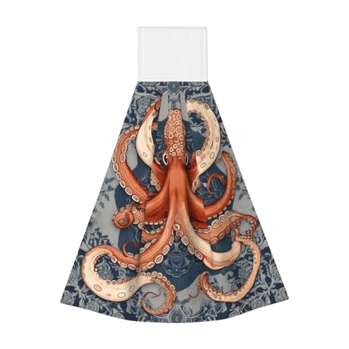 Mexpekil Hanging Hand Towels Highly Absorbent Cthulhu Octopus Totem Bathroom Hand Towel Ultra Soft Tea Towels for Kitchen