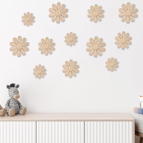 12 Pezzi Adesivi Murali Fiori Legno Adesivi da Parete Adesivi Muro Bambini Cameretta Margherita Parete per Bambini Camerette Camera da Letto Asilo Nido Addobbi Casa Artigianato