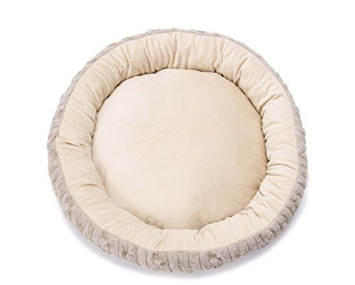 Long Rich Round Cute And Comforter Fur And Micro-Mink Fabric Pet Bed, Medium, Grey,By Happycare Textiles #TOP4