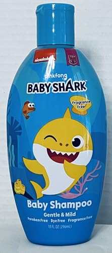 Image of Cartoon Character of a baby shark, Gentle Baby Shampoo, Fragrance free, Paraben Free, 10 fl oz