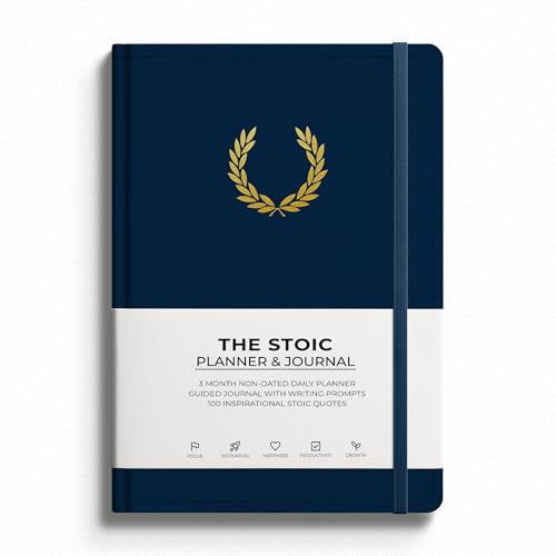 Planner stoïcien et journal de productivité non daté avec invites quotidiennes