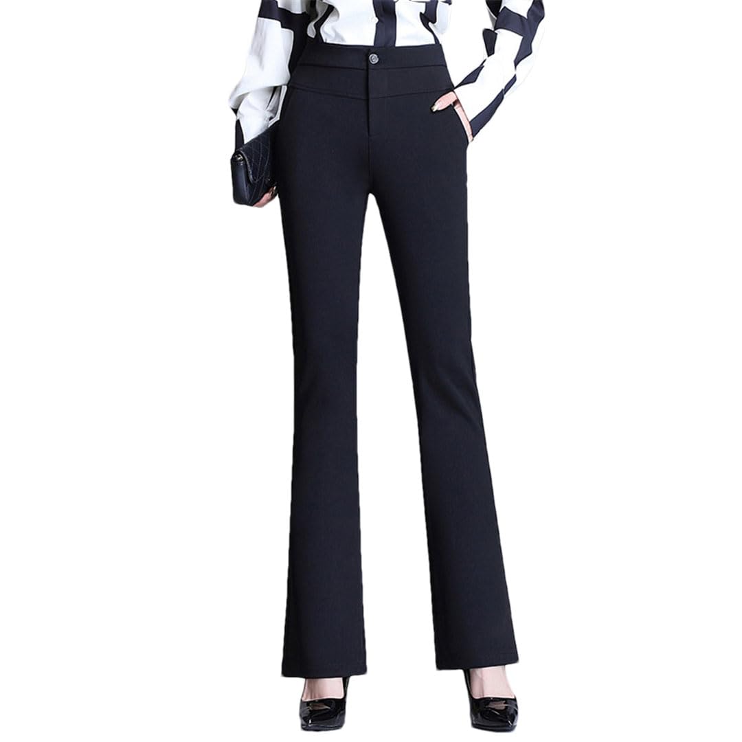 Bollrllr Ladies Retro Straight Pants Stretch High Waist Flared Pants Straight Leg Pants