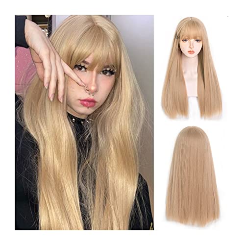 cfycfy987 Realistic Wigs Blonde Wig with Bang for Women Girl