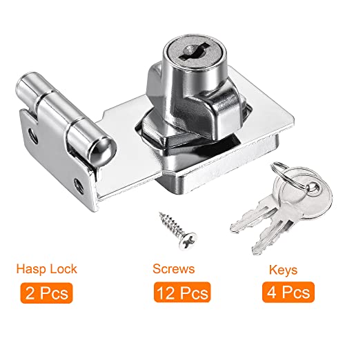 Image of MECCANIXITY 3 Inch Keyed Different Hasp Lock 90 Degree Chrome Plated Twist Knob for Cabinet Door Drawer, Silver Pack of 2