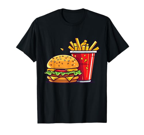 Hamburguesas y papas fritas. Niños Hombres Mujeres Niños Niñas Foodie Camiseta