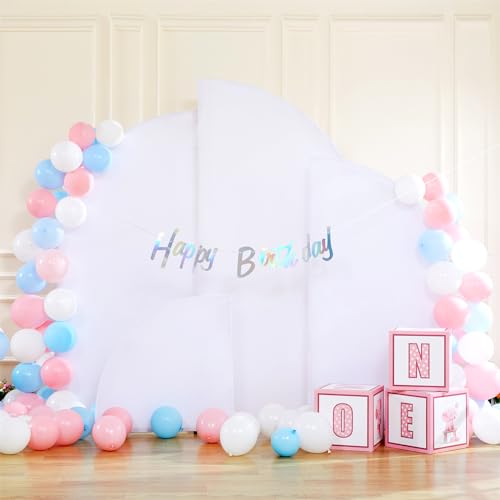 Image of GarveeHome Half Moon Arch Cover Backdrop Spandex Fitted Wedding Arch Stand Cover Double Sided Half Top Stretchy Backdrop Cover for Birthday Party Baby Shower Graduation Decorations