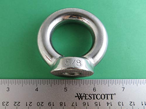 Image of US STAINLESS Stainless Steel 316 Lifting Eye Nut 5 /8 inch UNC Heavy Duty Marine Grade Pitch of 11 (Pack of 3)