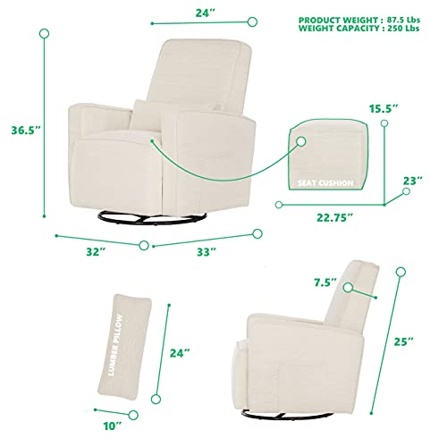 Evolur Holland Upholstered Plush Seating Glider Swivel, Rocker, Glider Chair For Nursery In Thunder, Greenguard Gold Certified, Modern Nursery Glider, Tool-Free Assembly, Easy To Clean #TOP2