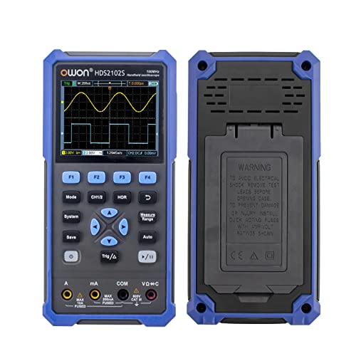 Image of OWON HDS2102S 2CH Handheld Oscilloscope 100MHz Bandwidth 20000 Counts Multiumeter OSC + DMM + Waveform Generator