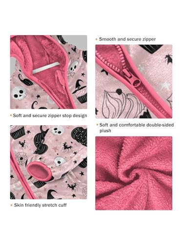 Cute Halloween Cake Skull Girls Fleece Jacket Girls Jacket Girl Coats Zip Up Hoodie Children Outerwear 2-3T3