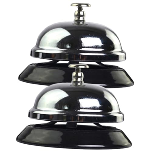 BESTonZON Lot De 2 Cloches De Service Petites En Métal Robuste, Sonnette D’appel Pour Table De Restaurant, Bar Et Hôtel, Usage Multifonctionnel Cuisine Et Réception