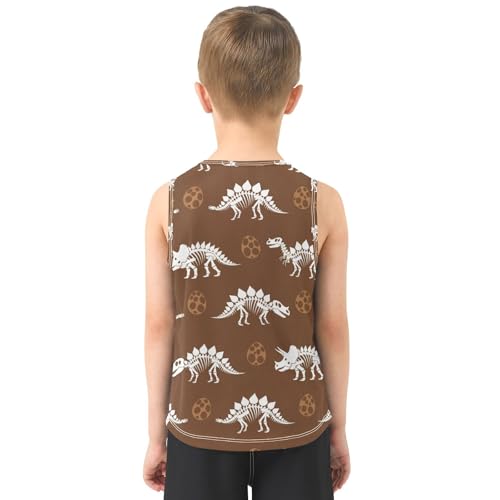 J JOYSAY Dinosaur Eggs Brown Boys Tank Top Sleeveless Muscle Shirts Quick Dry Active Sport Workout Kids T-Shirts 3-15T3