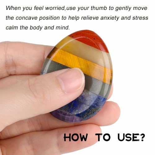 MAIBAOTA Chakra Worry Stone for Anxiety Relief Healing Crystals Thumb Gemstones Mindfulness Spiritual Reiki Small Gifts for Women - Image 4