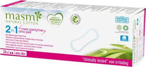 MASMI NATURAL COTTON Bio Slipeinlagen Maxi extra lang (24 Stück) Cover