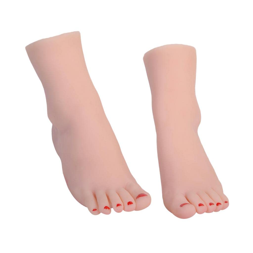 2 Stück Lebensechte TPE Weibliche Beine Füße Schaufensterpuppe Socken Display Fuß Modell W/1 Box Falsche Zehennägel
